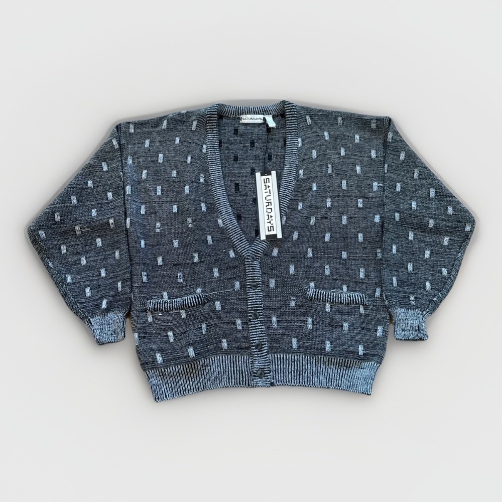 Vintage Saturdays Sweater Mens M Cardigan Knit Acrylic Grandpa Retro‎ 90s